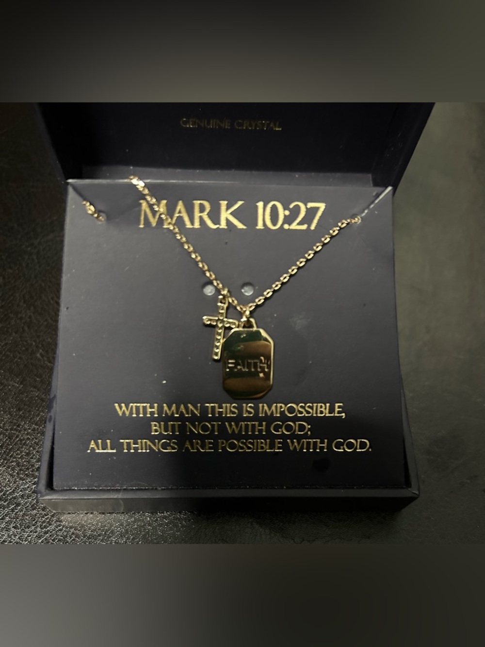 Brilliance Gold Faith Tag & Cross Pendant Necklace
